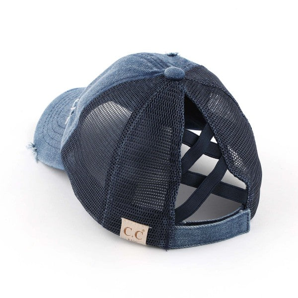 Kid Washed Denim Pony Cap