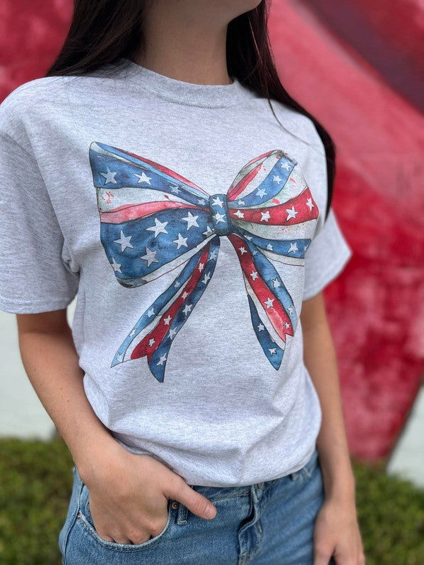 Watercolor Patriotic Bow Tee