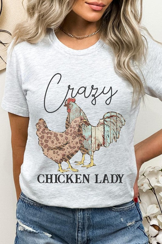 Crazy Chicken Lady Graphic T Shirts