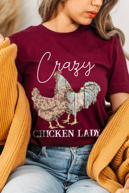 Crazy Chicken Lady Graphic T Shirts