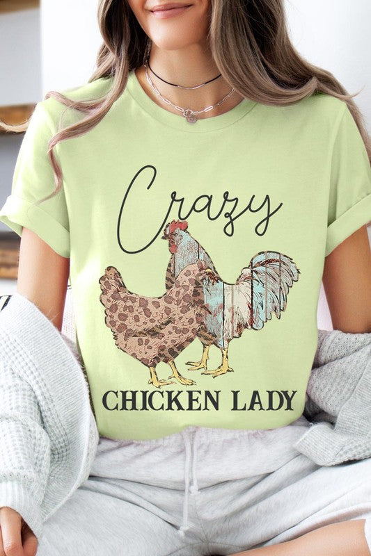 Crazy Chicken Lady Graphic T Shirts