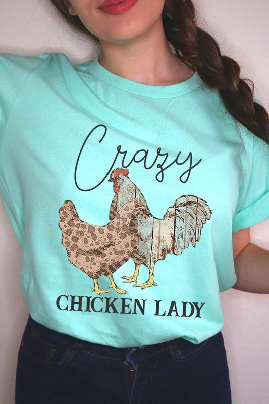 Crazy Chicken Lady Graphic T Shirts