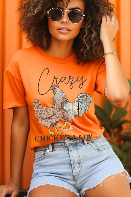 Crazy Chicken Lady Graphic T Shirts