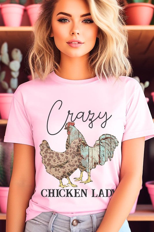 Crazy Chicken Lady Graphic T Shirts