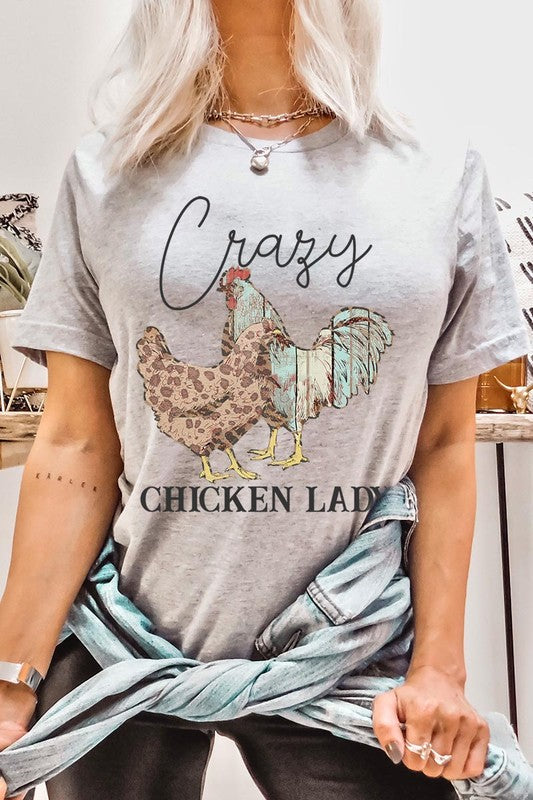 Crazy Chicken Lady Graphic T Shirts