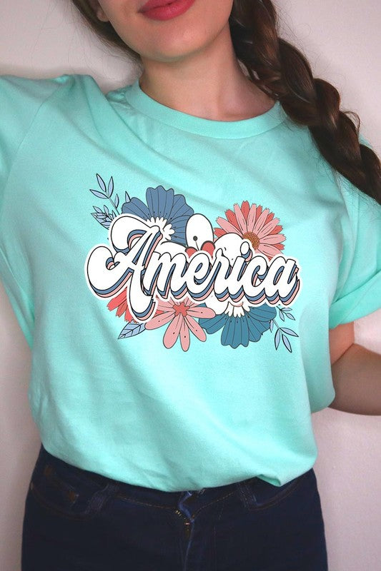 Floral America Graphic T Shirts