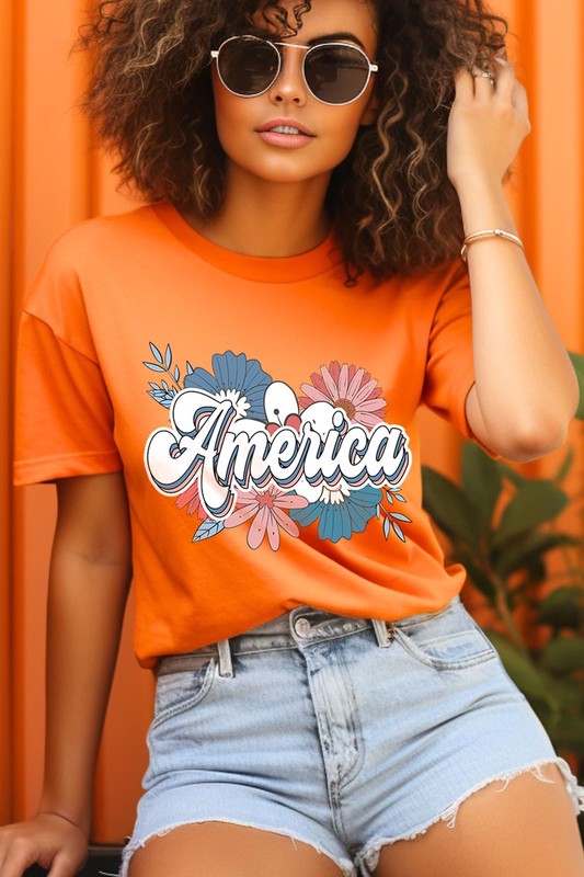 Floral America Graphic T Shirts