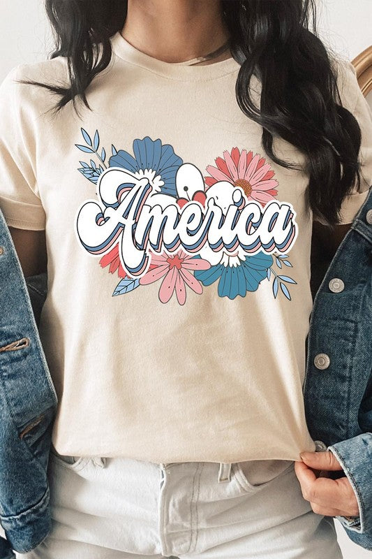 Floral America Graphic T Shirts