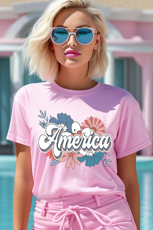 Floral America Graphic T Shirts