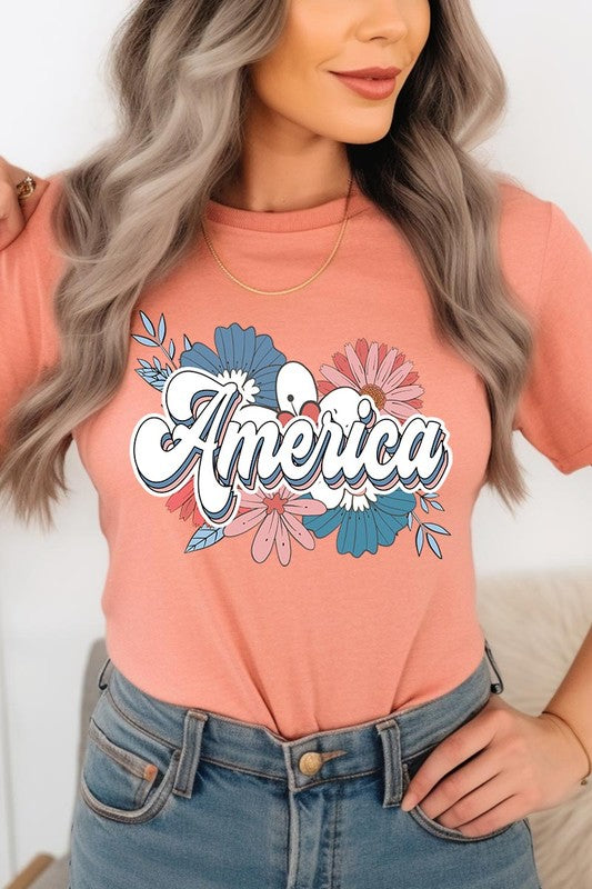 Floral America Graphic T Shirts