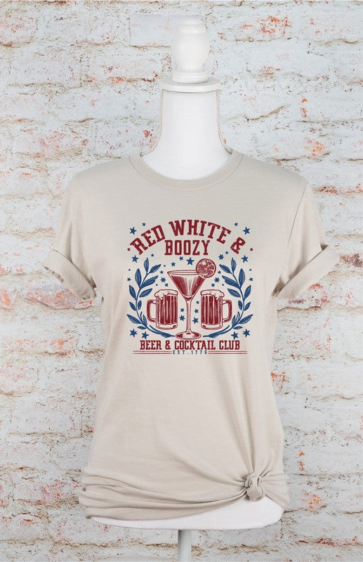 Red White and Boozy Beer Cocktail Graphic Tee