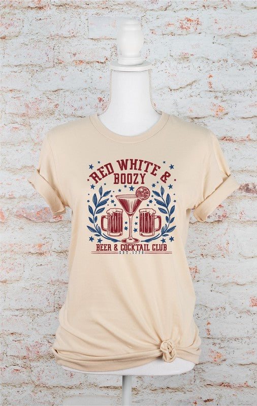 Red White and Boozy Beer Cocktail Graphic Tee