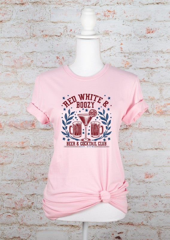 Red White and Boozy Beer Cocktail Graphic Tee