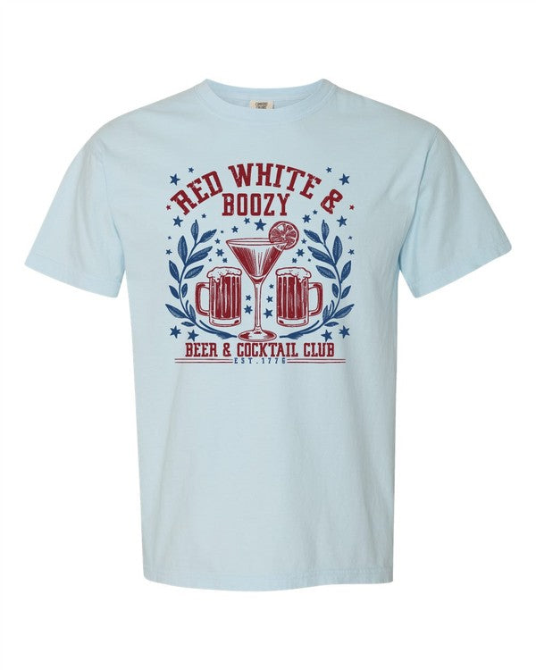 Red White and Boozy Graphic Comfort Color Tee