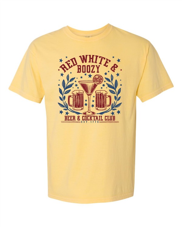 Red White and Boozy Graphic Comfort Color Tee