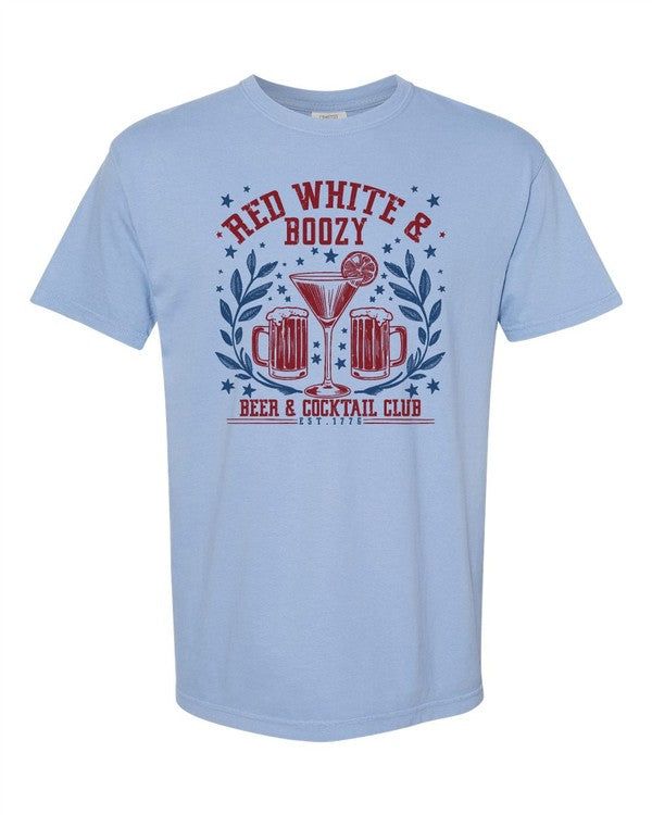 Red White and Boozy Graphic Comfort Color Tee