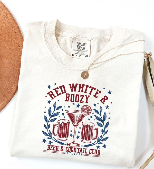 Red White and Boozy Graphic Comfort Color Tee