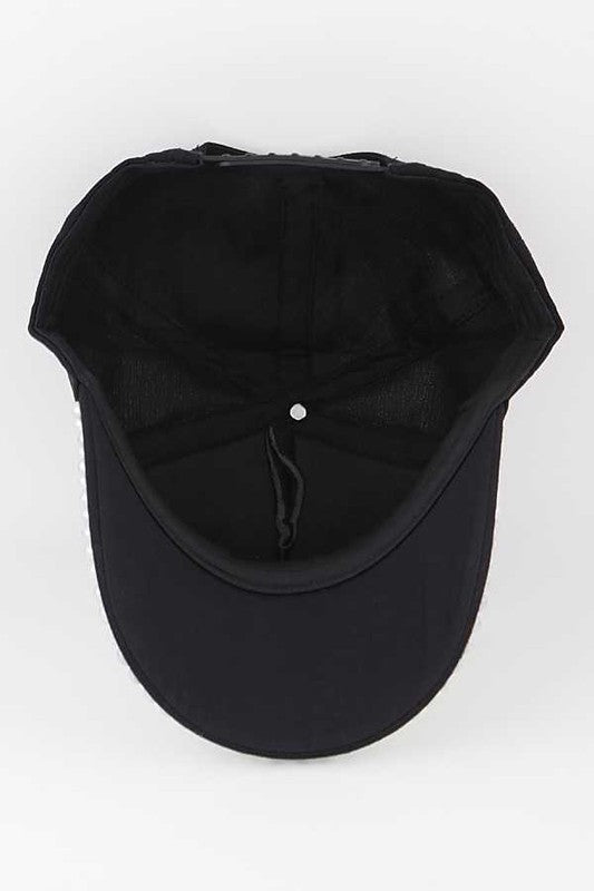 Pearl Crystal Embellished Fashion Cap