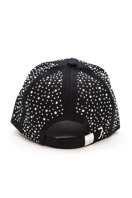 All Over Rhinestone Pave Fashion Cap