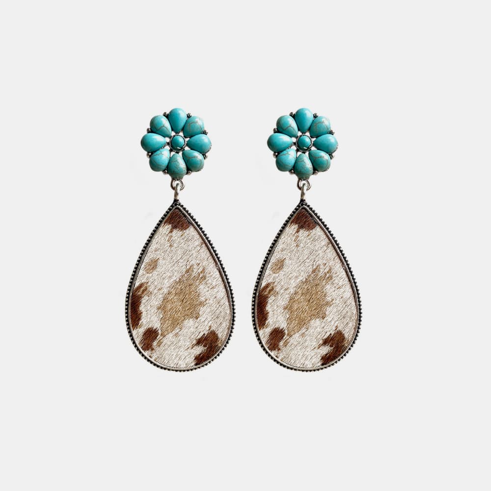 Turquoise Flower Wild Teardrop Earrings