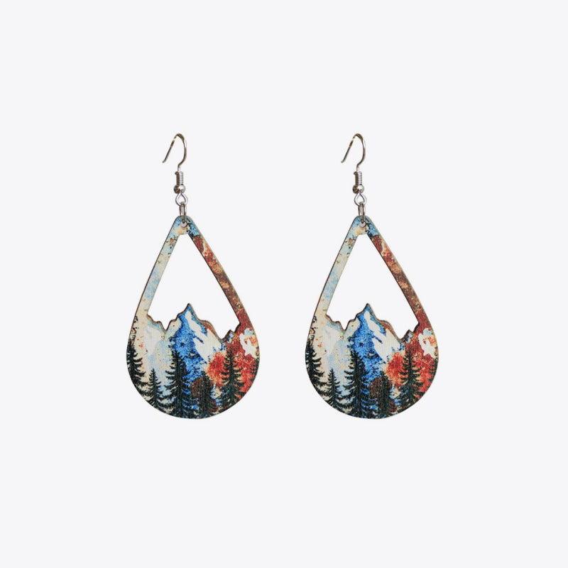 Teardrop Shape Mountain Dangle Earrings