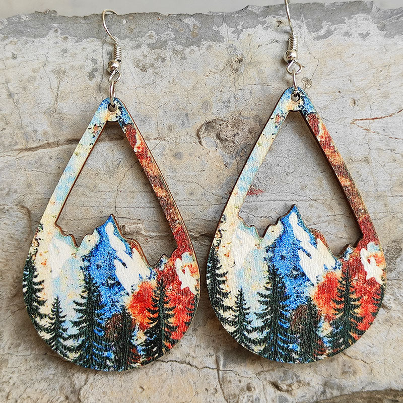 Teardrop Shape Mountain Dangle Earrings