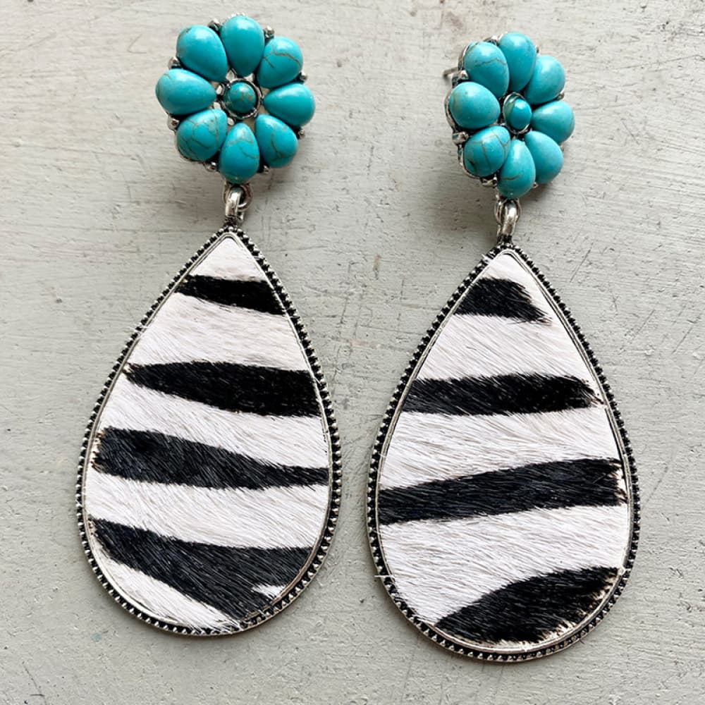 Turquoise Flower Wild Teardrop Earrings