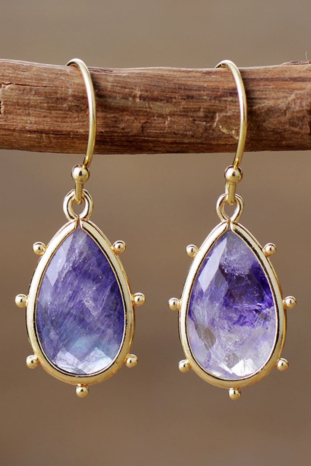 Natural Stone Vintage Teardrop Earrings