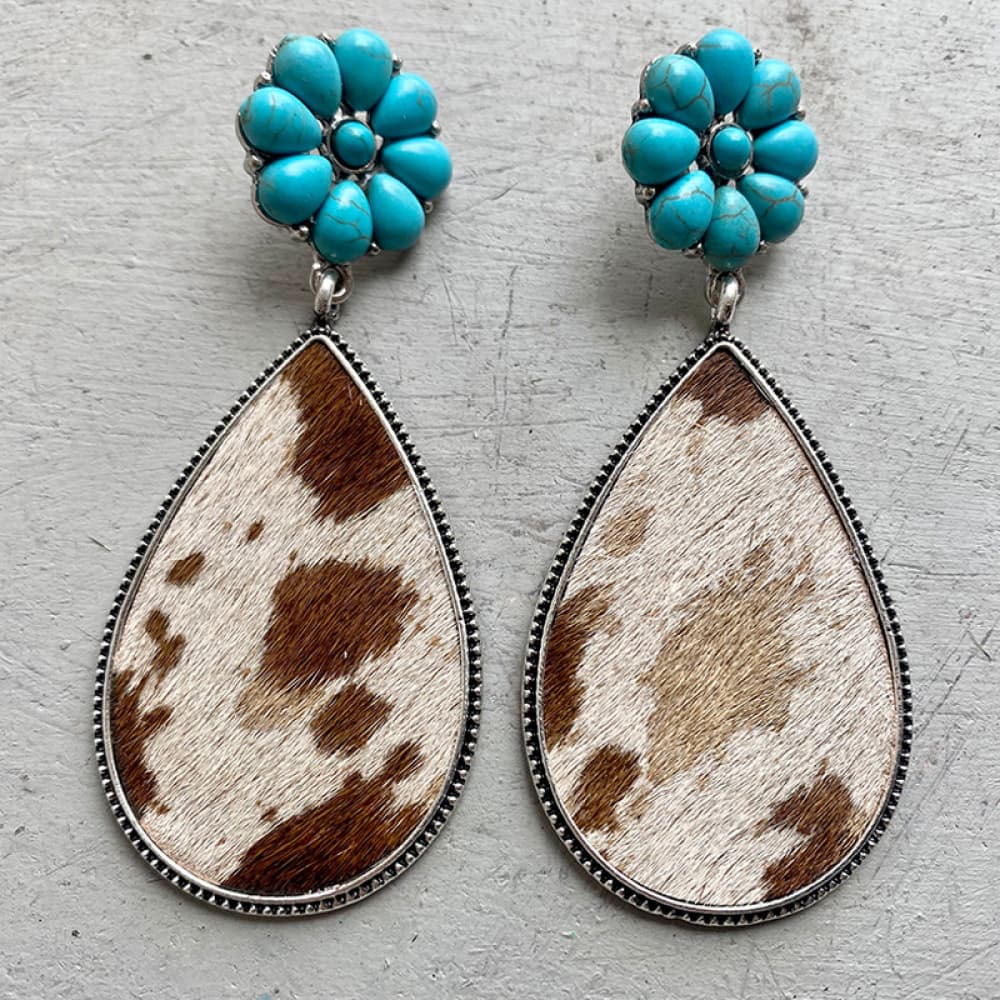 Turquoise Flower Wild Teardrop Earrings