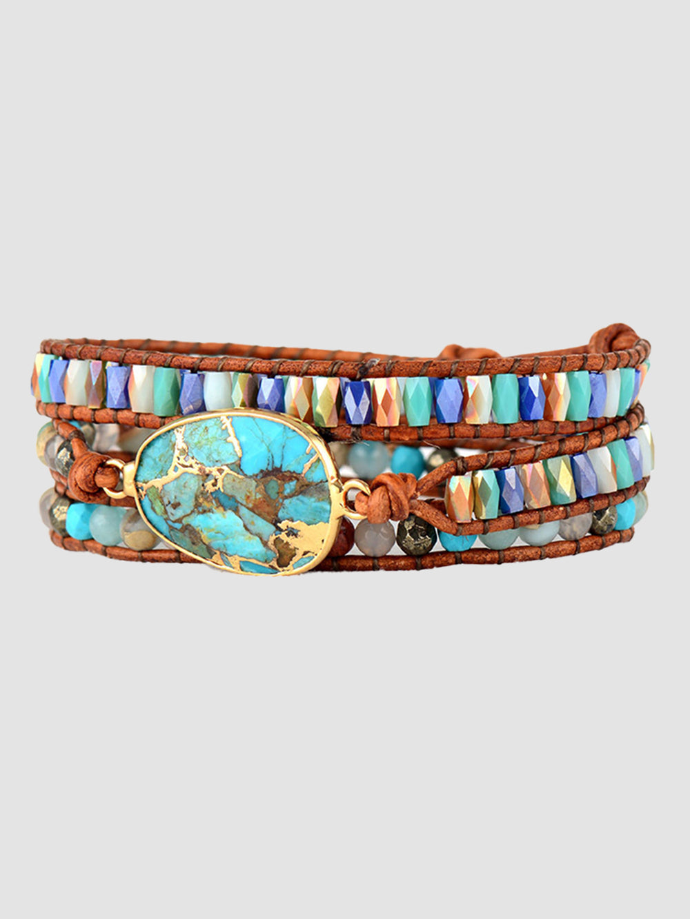 Triple-Layer Marbled Stone Bracelet