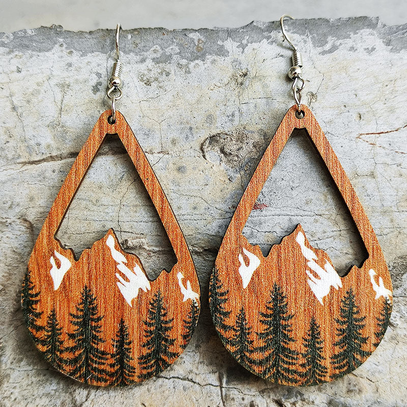 Teardrop Shape Mountain Dangle Earrings