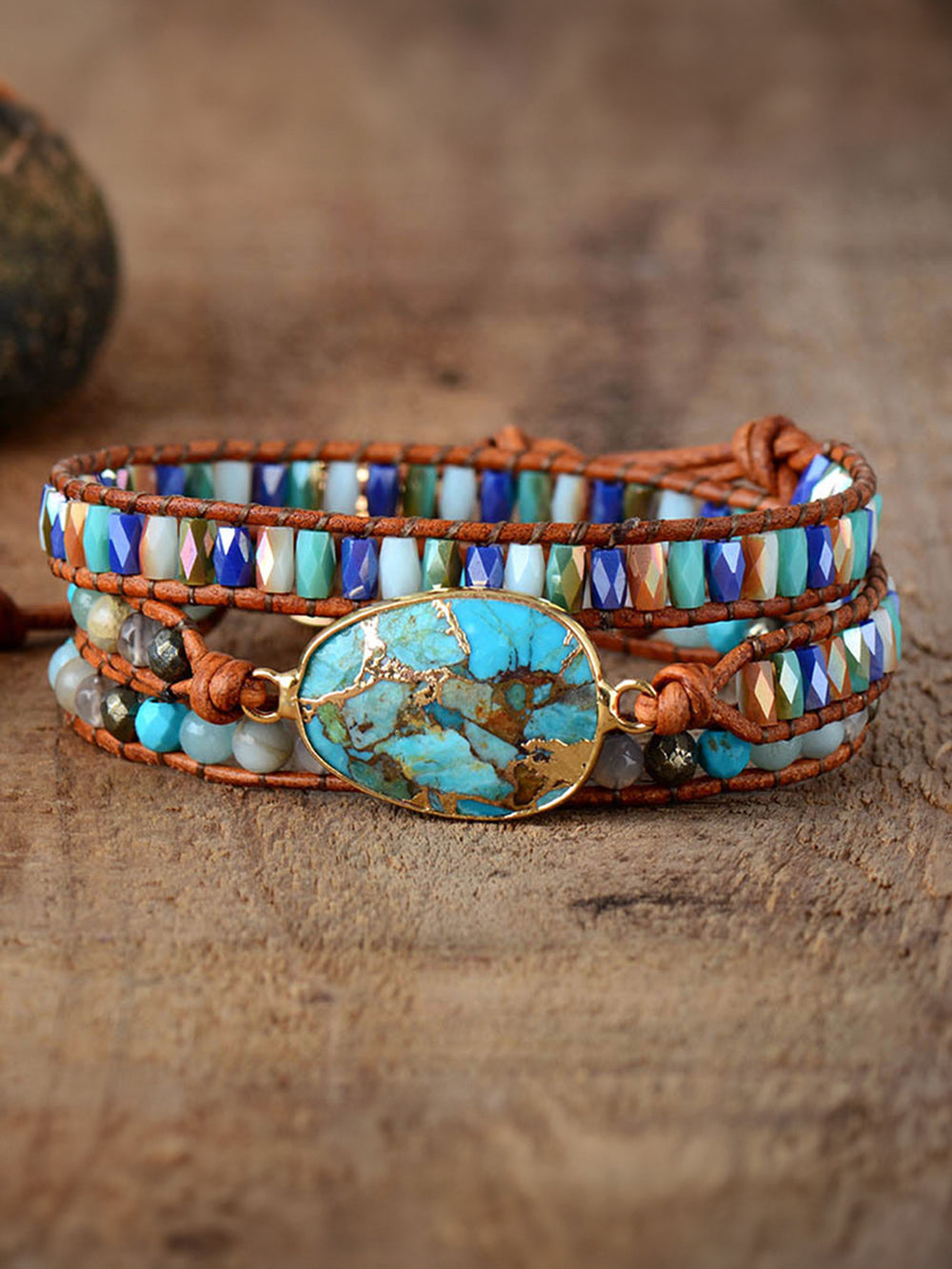 Triple-Layer Marbled Stone Bracelet