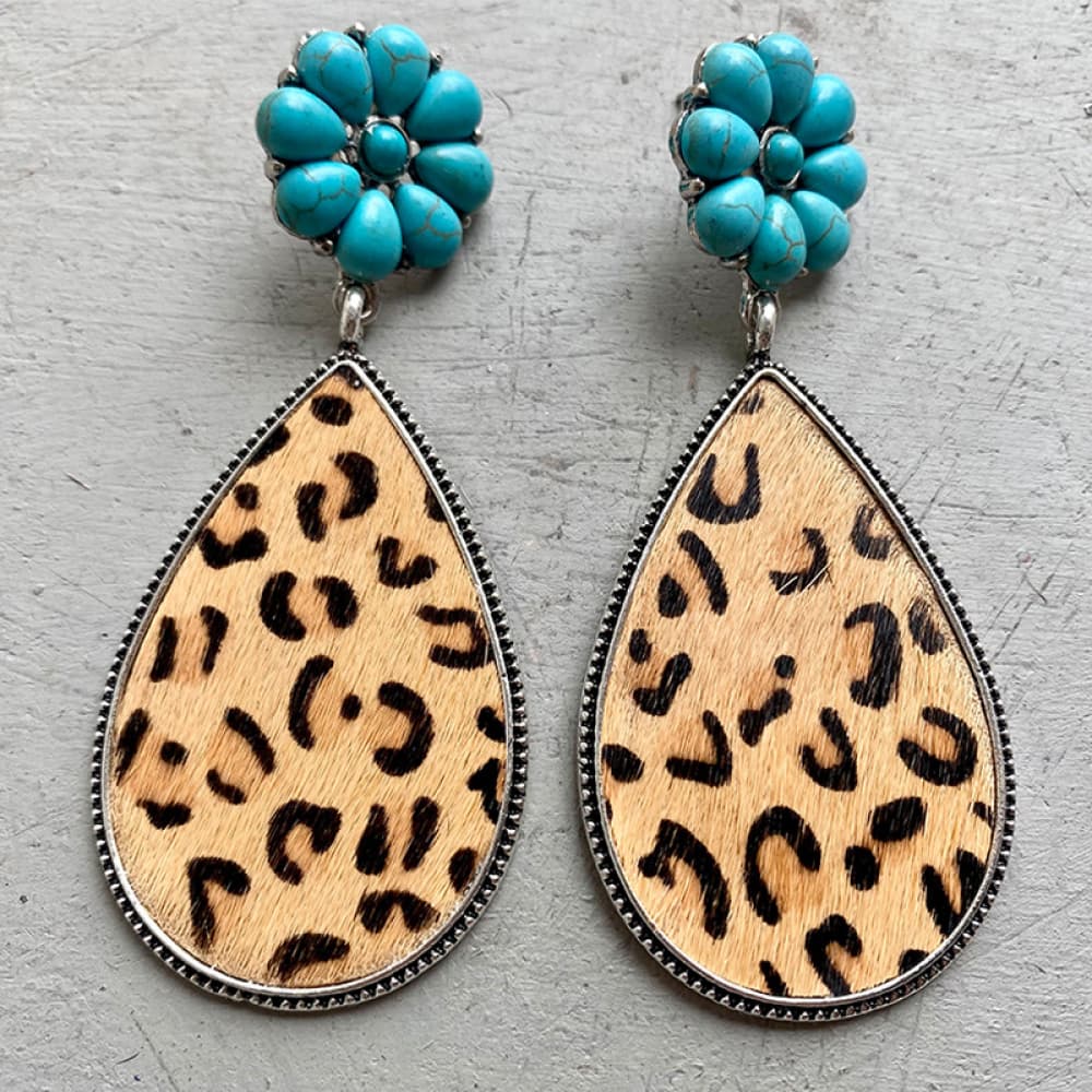 Turquoise Flower Wild Teardrop Earrings