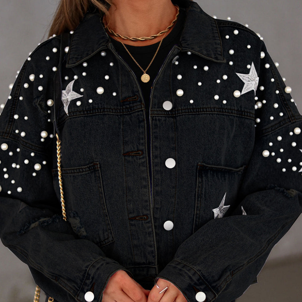 Bead Detail Denim Jacket