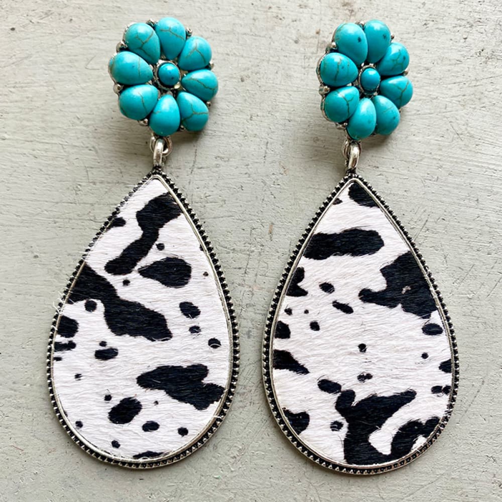 Turquoise Flower Wild Teardrop Earrings